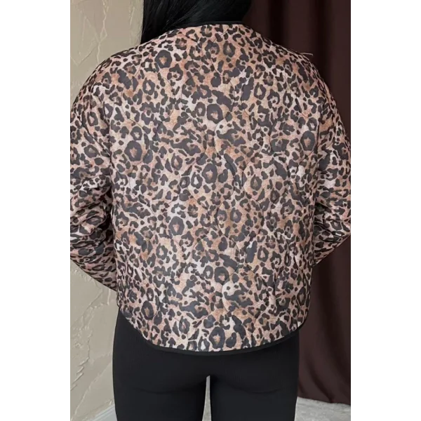 Leopar Leopar Desenli Kapitone Ceket