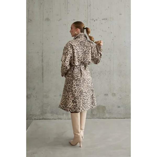 Leopar Ön Ve Arkası Pelerinli Kaban