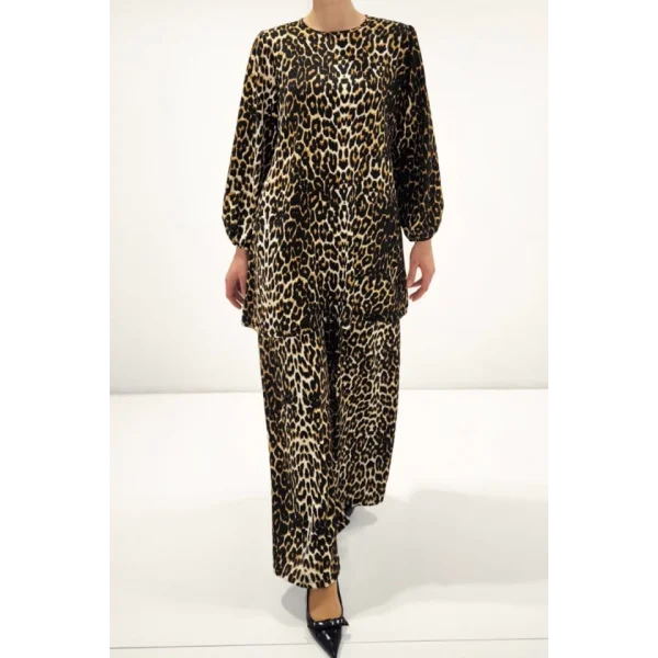 Leopar Tunik Pantolon Alt Üst Takım 6663