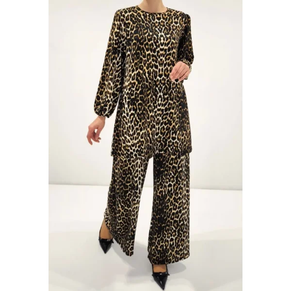 Leopar Tunik Pantolon Alt Üst Takım 6663