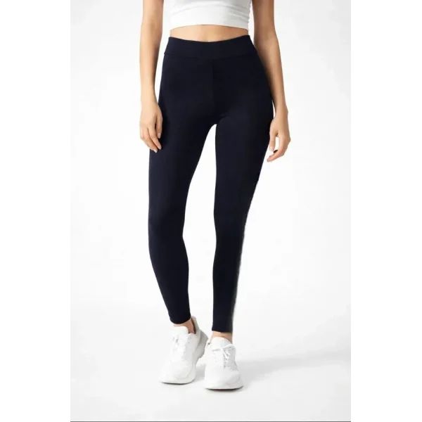 Likralı Düz Tayt - Siyah