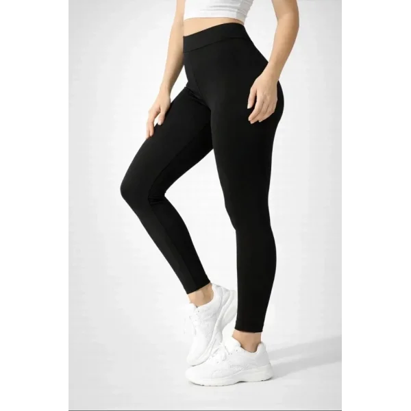 Likralı Düz Tayt - Siyah