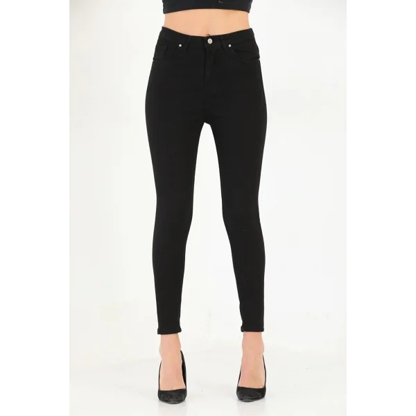 Likralı Yüksek Bel Efsane Kot Pantolon Antrasit Renk 92cm