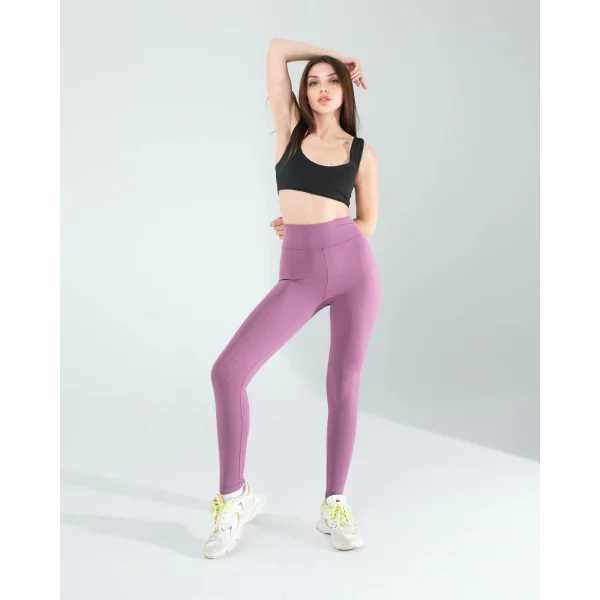 Lila Fitilli Push Up Toparlayıcı Spor Tayt