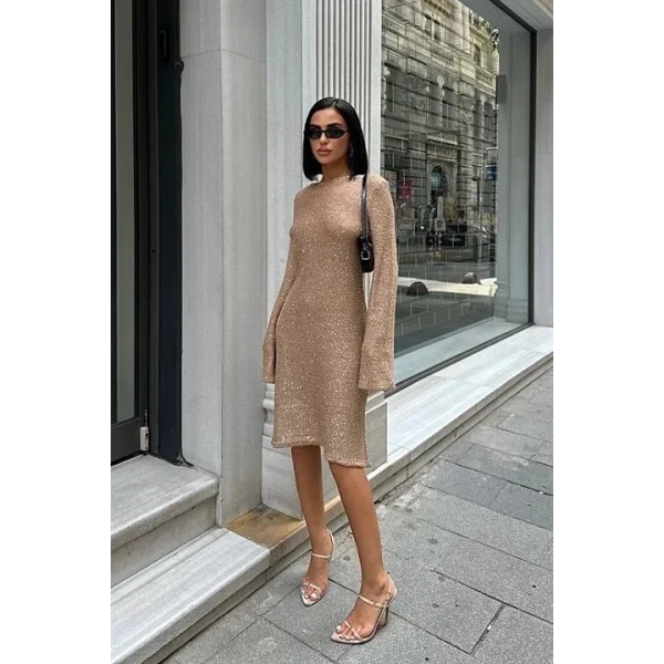 Lilian Işıltılı Sırt Dekolte Elbise 2816