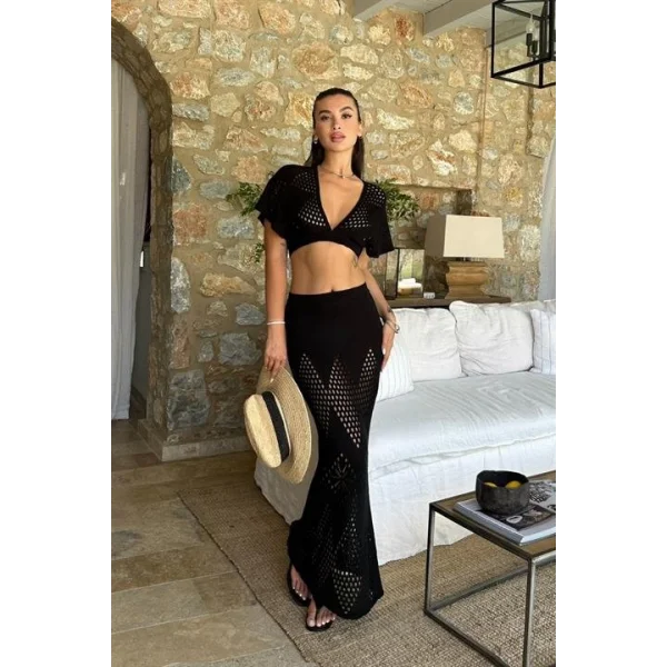 Lindsey Kroşe Crop Takım 9847