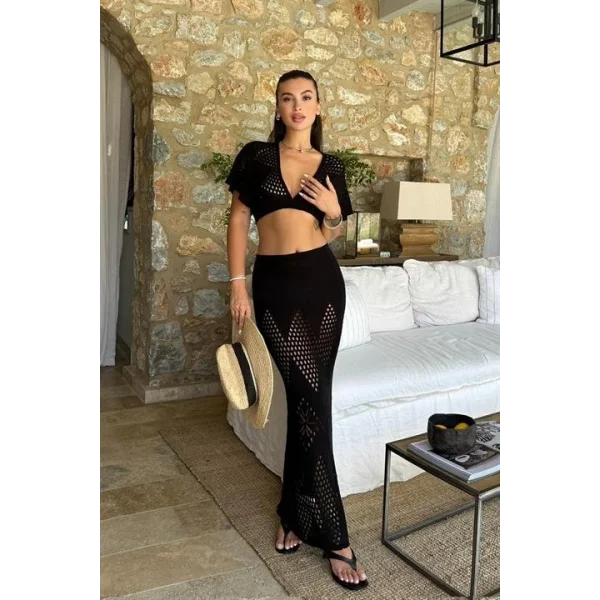 Lindsey Kroşe Crop Takım 9847