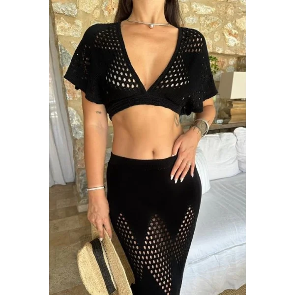 Lindsey Kroşe Crop Takım 9847