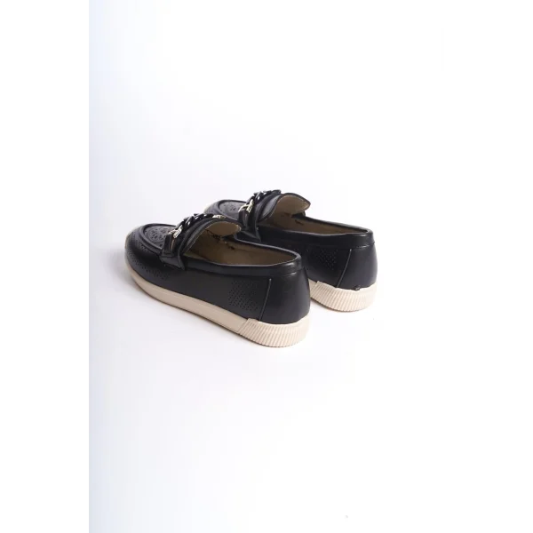 LIZY Bağcıksız Ortopedik Rahat Taban Çiçek Desenli Kadın Babet Ayakkabı  CKT - Siyah