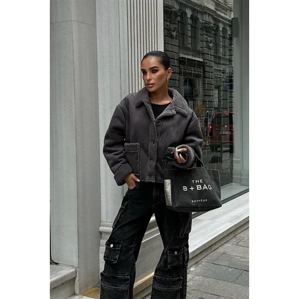 Lolita Uzun Kollu Süet Ceket 6115