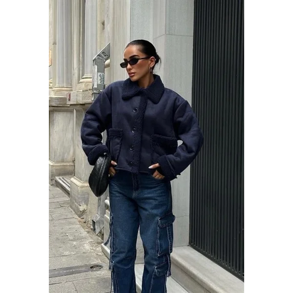 Lolita Uzun Kollu Süet Ceket 6115