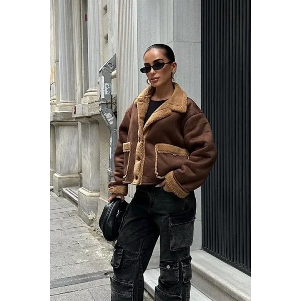 Lolita Uzun Kollu Süet Ceket 6115