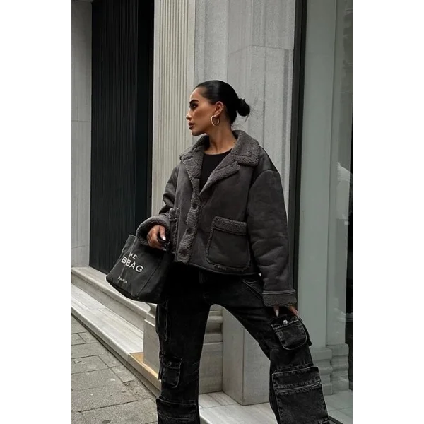 Lolita Uzun Kollu Süet Ceket 6115