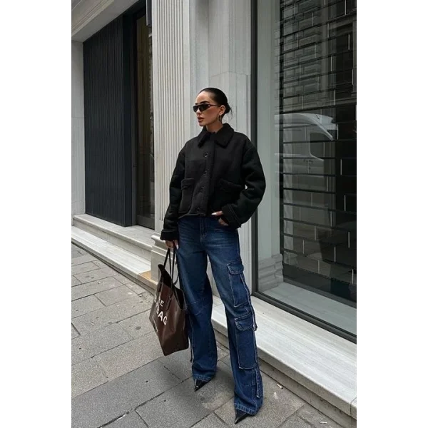 Lolita Uzun Kollu Süet Ceket 6115