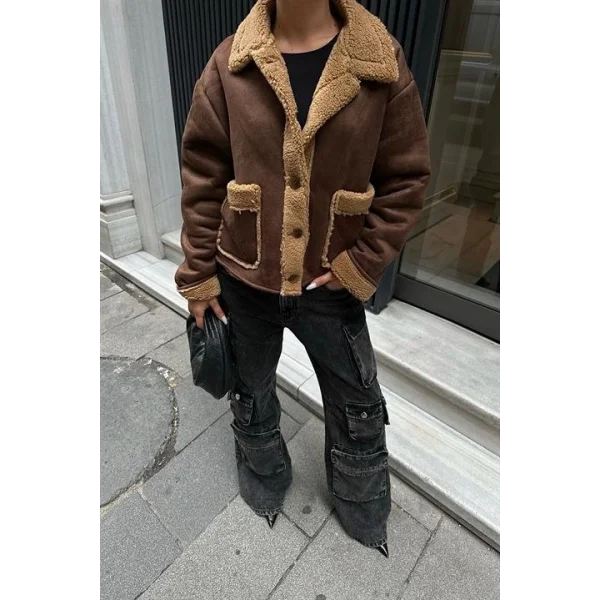 Lolita Uzun Kollu Süet Ceket 6115