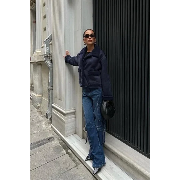 Lolita Uzun Kollu Süet Ceket 6115