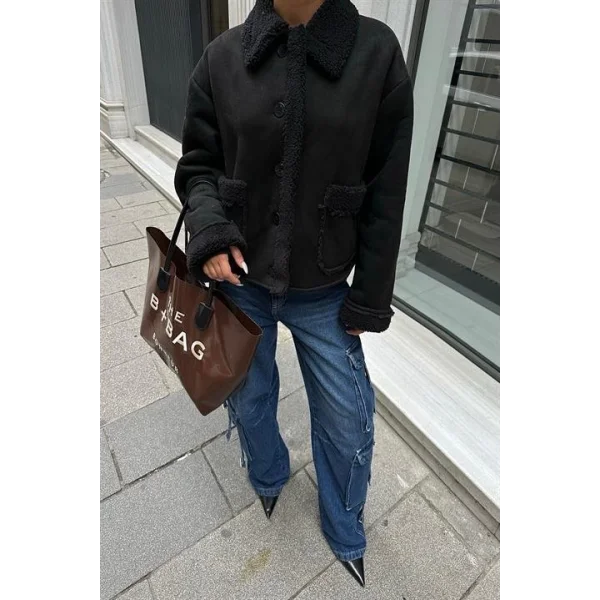 Lolita Uzun Kollu Süet Ceket 6115