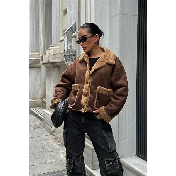 Lolita Uzun Kollu Süet Ceket 6115