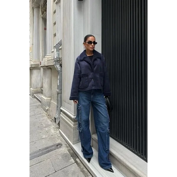 Lolita Uzun Kollu Süet Ceket 6115