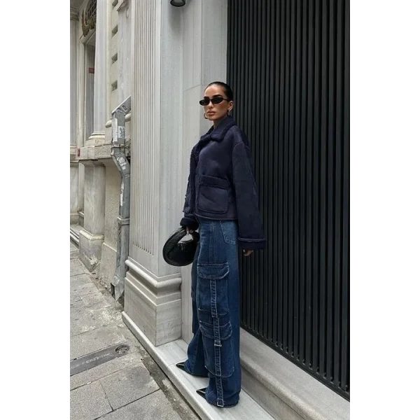 Lolita Uzun Kollu Süet Ceket 6115