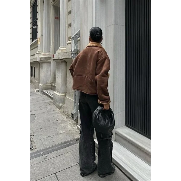 Lolita Uzun Kollu Süet Ceket 6115