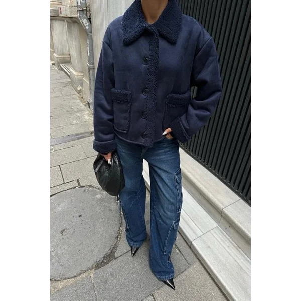 Lolita Uzun Kollu Süet Ceket 6115