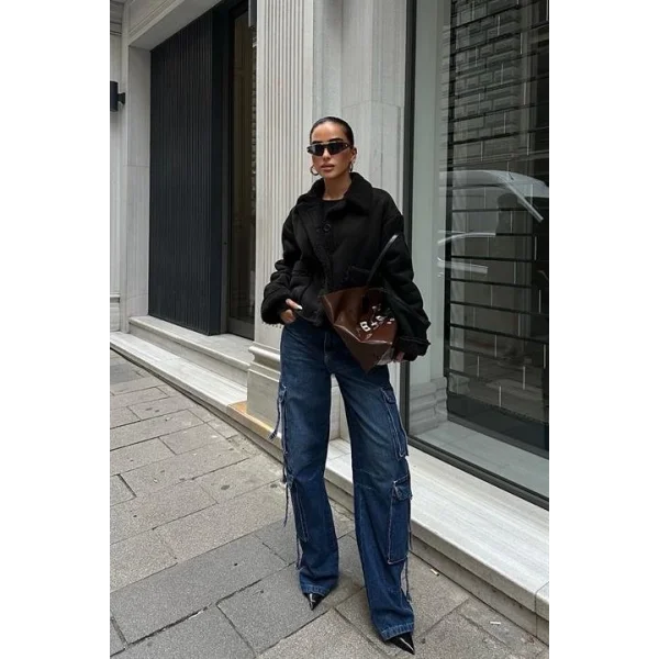 Lolita Uzun Kollu Süet Ceket 6115