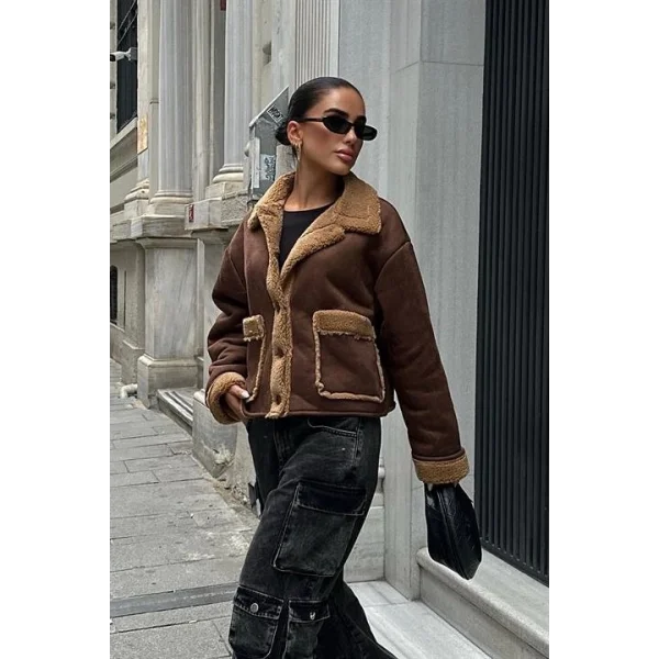 Lolita Uzun Kollu Süet Ceket 6115