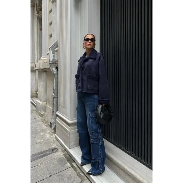 Lolita Uzun Kollu Süet Ceket 6115