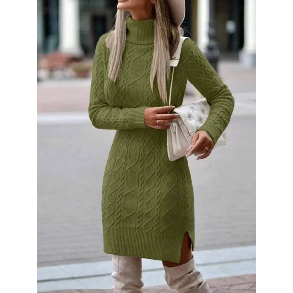 Loren Yünlü Motifli Midi Boy Triko Elbise