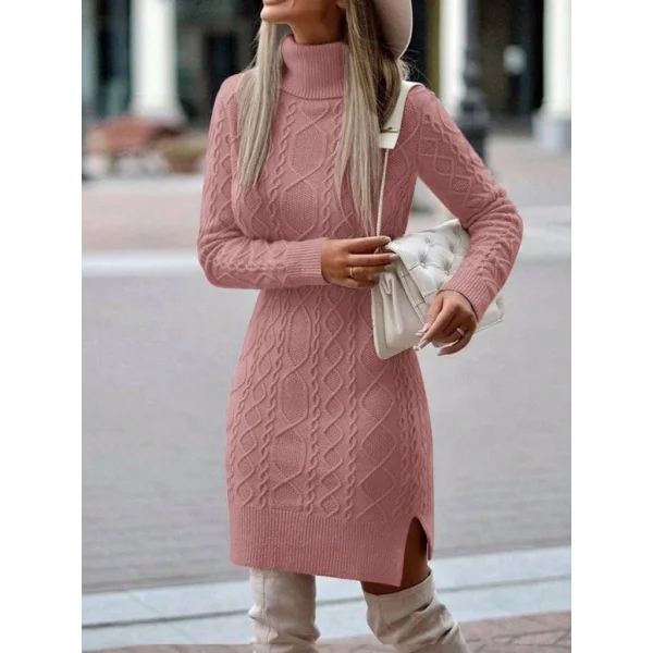 Loren Yünlü Motifli Midi Boy Triko Elbise