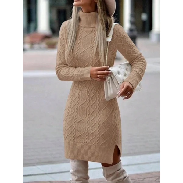 Loren Yünlü Motifli Midi Boy Triko Elbise