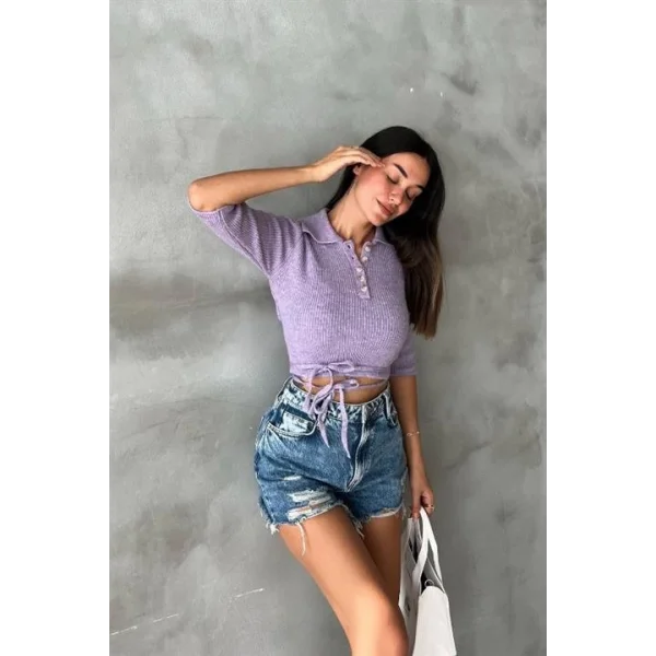 Loris  Bağlamalı Crop Triko 1062-02