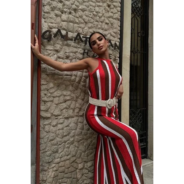 Lucia Çizgili Ajurlu Elbise 2763
