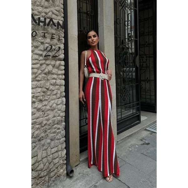 Lucia Çizgili Ajurlu Elbise 2763