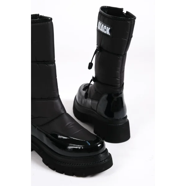 LUCY Lastikli Fermuarlı  Paraşüt Kumaş Rugan Kadın Bot  RST - Siyah