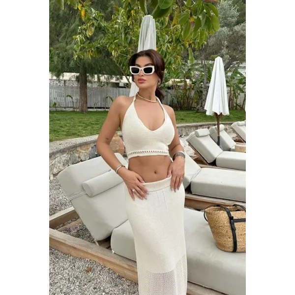 Luna Boyundan Bağlamalı Crop Takım 9868