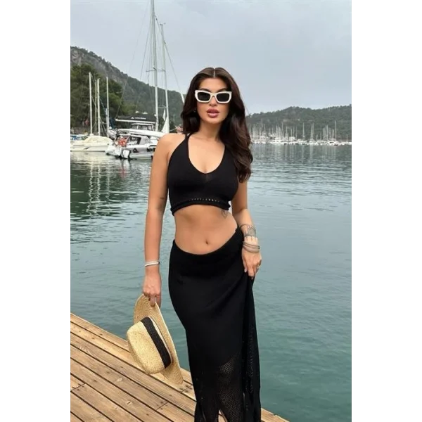 Luna Boyundan Bağlamalı Crop Takım 9868