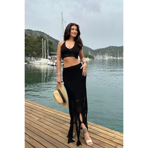 Luna Boyundan Bağlamalı Crop Takım 9868