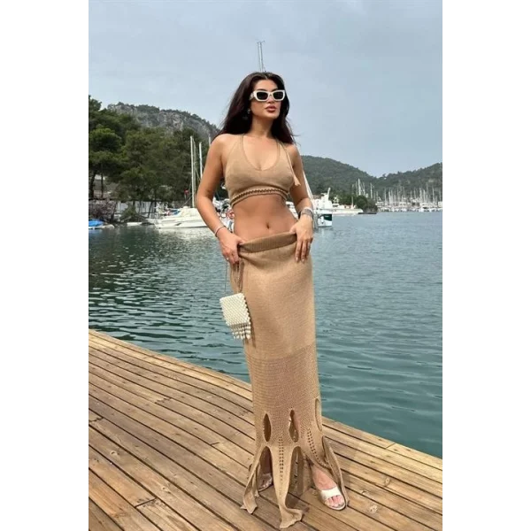 Luna Boyundan Bağlamalı Crop Takım 9868