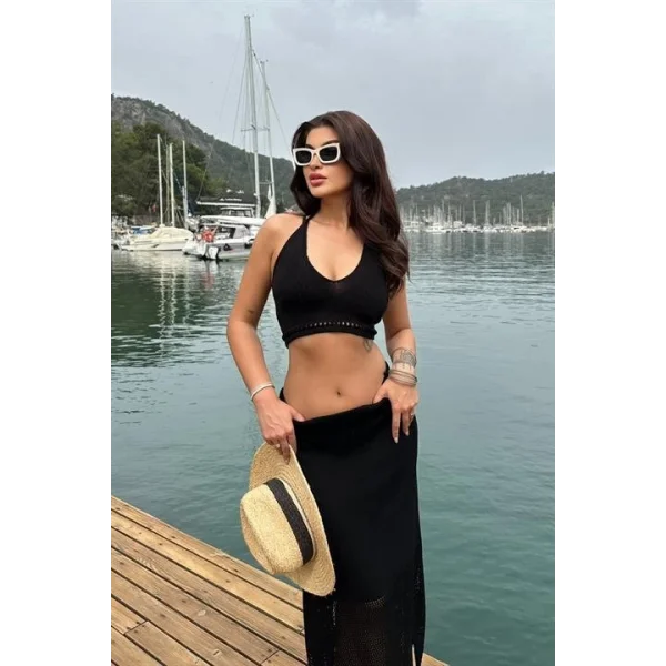 Luna Boyundan Bağlamalı Crop Takım 9868