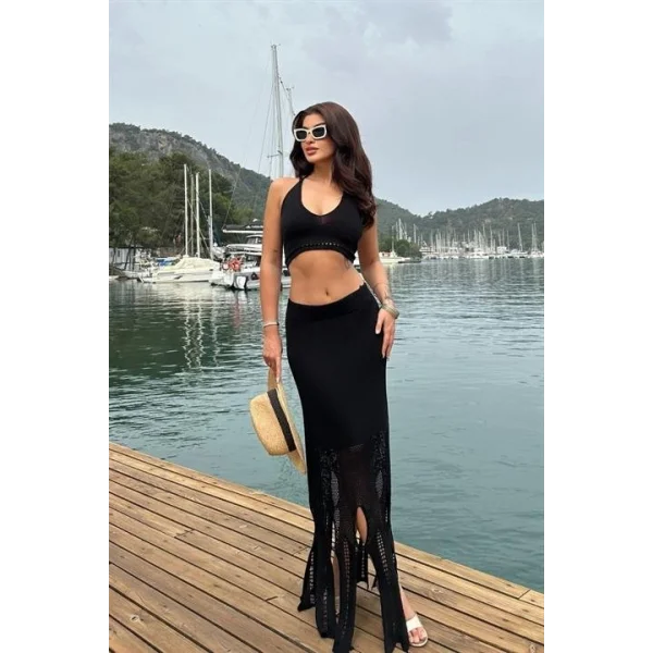 Luna Boyundan Bağlamalı Crop Takım 9868