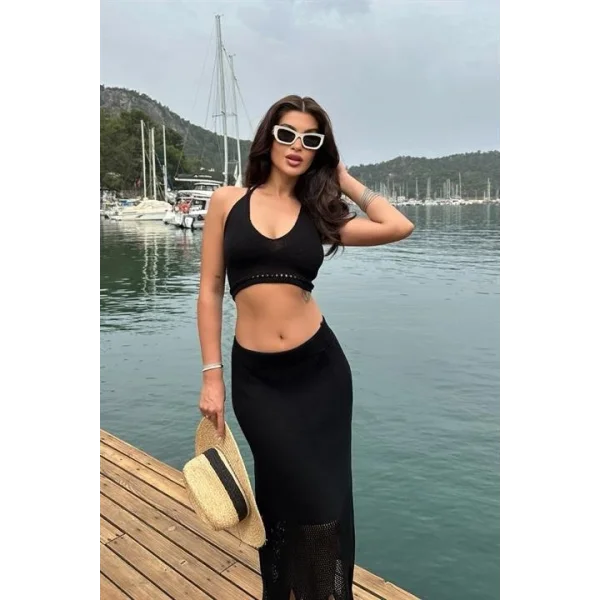 Luna Boyundan Bağlamalı Crop Takım 9868