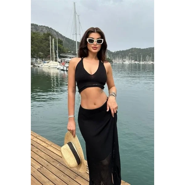 Luna Boyundan Bağlamalı Crop Takım 9868