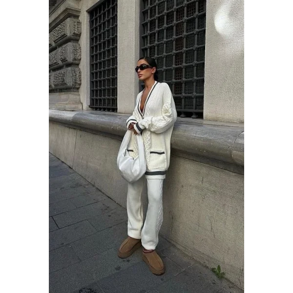 Lunadel Triko Hırka Pantolon Takım 9974