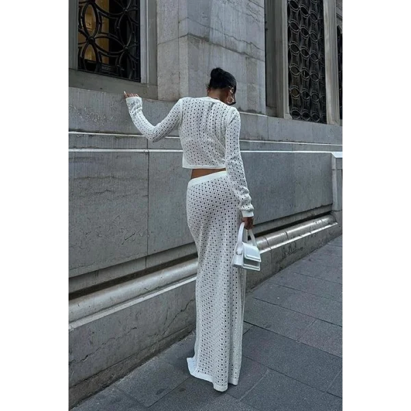 Macey Kroşe Crop Takım 9882