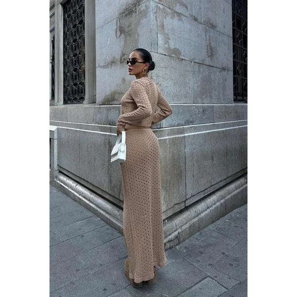 Macey Kroşe Crop Takım 9882