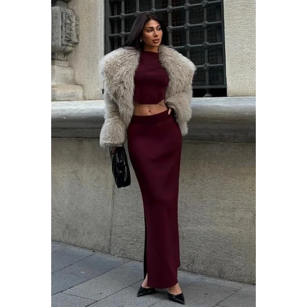 Maje Sırt Zincir Detay Etek Bluz Takım 9884