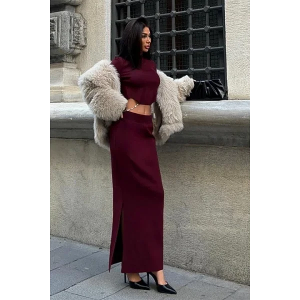 Maje Sırt Zincir Detay Etek Bluz Takım 9884