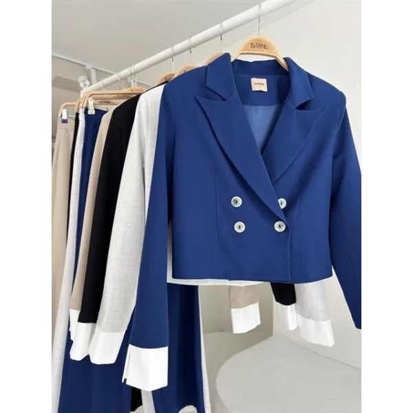 Manşetleri Garnili Kruvaze Ceketli Takım 10168